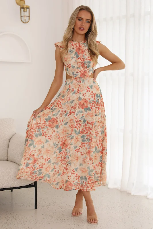 Dancing Girls Maxi Dress Orange