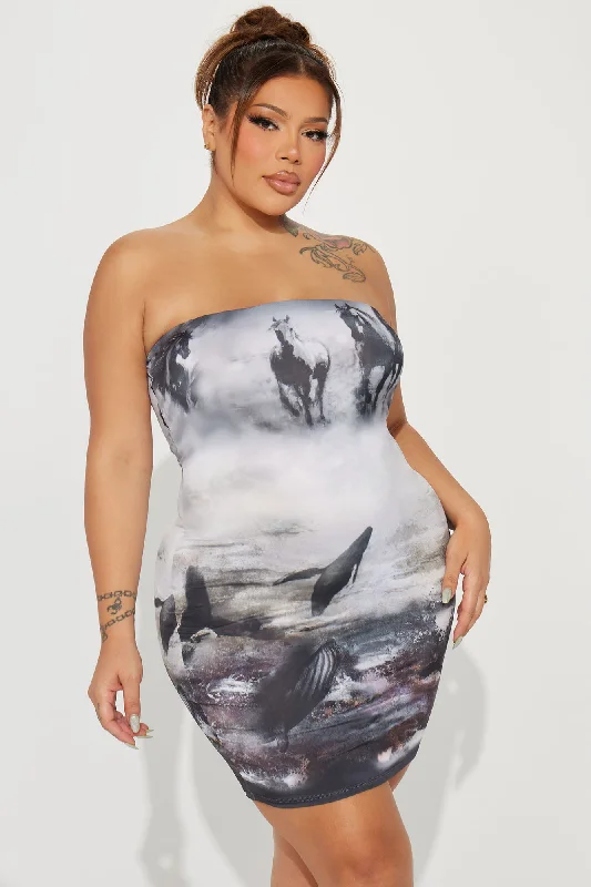 Destiny Tube Mini Dress - Grey/combo