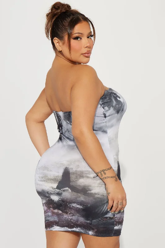 Destiny Tube Mini Dress - Grey/combo