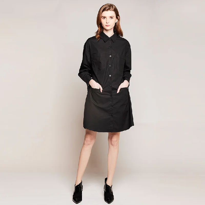 Elastic Back Shirt Dress