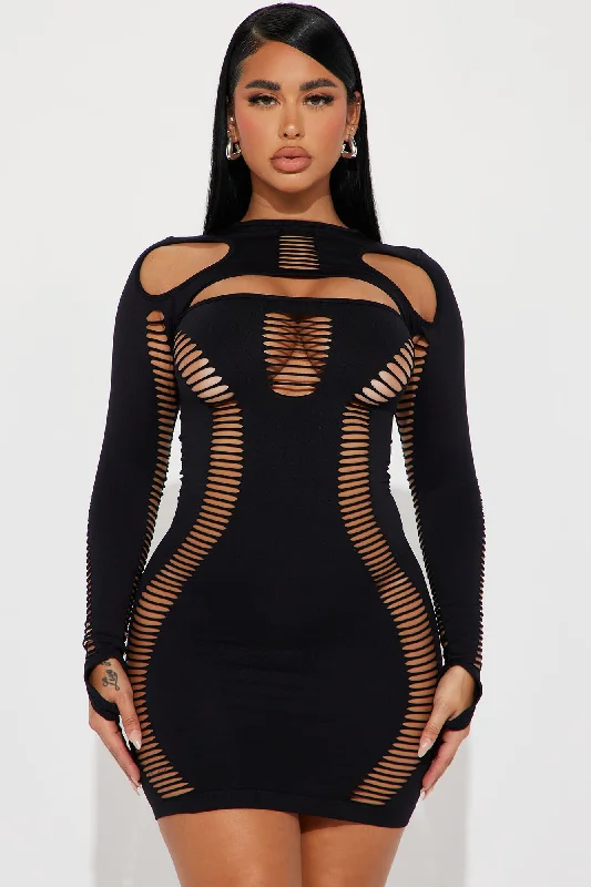 Janet Seamless Mini Dress - Black