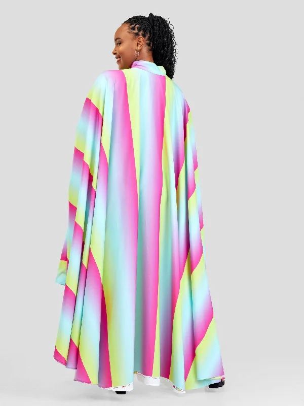 Jolly Fancy Wear Stripped Stirred Neck Tent Maxi Dress - Multicolored