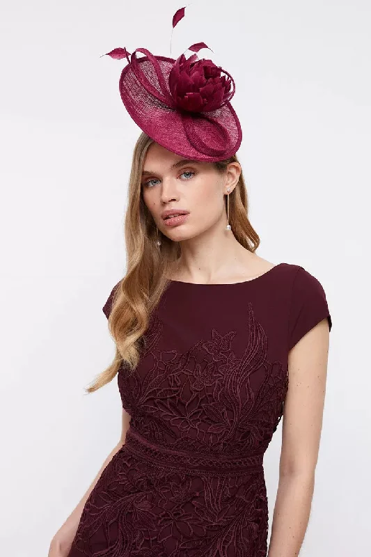 Lace Dress With Crepe Burgundy