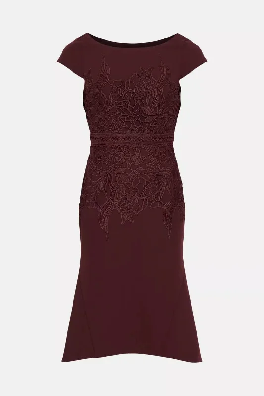 Lace Dress With Crepe Burgundy