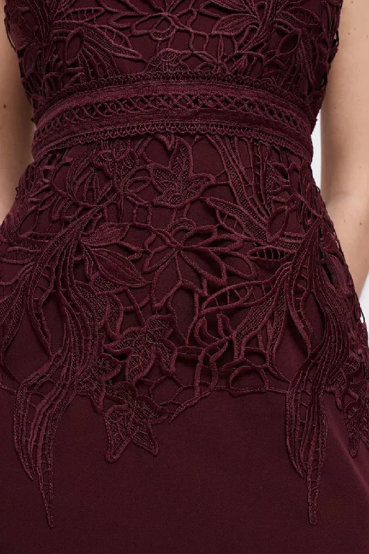 Lace Dress With Crepe Burgundy