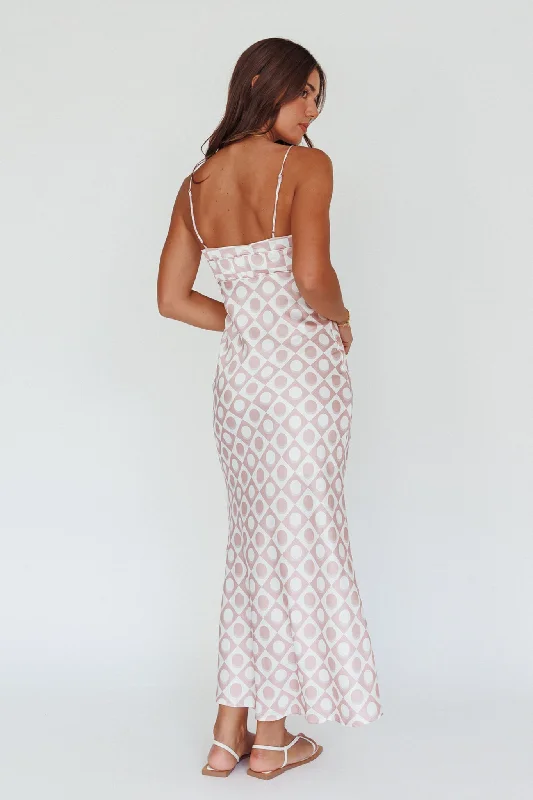 Lane Cove Cami Strap Maxi Dress Print Mocha