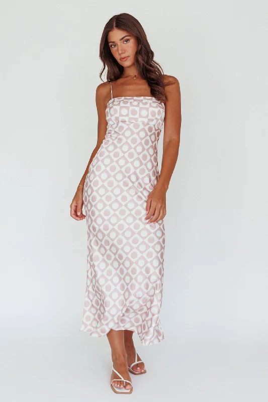 Lane Cove Cami Strap Maxi Dress Print Mocha