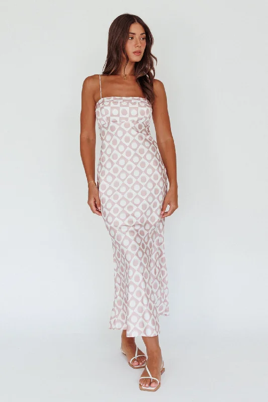 Lane Cove Cami Strap Maxi Dress Print Mocha