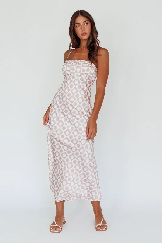 Lane Cove Cami Strap Maxi Dress Print Mocha