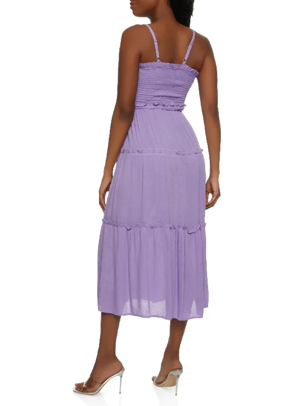 Tiered Braided Belt Cami Dress