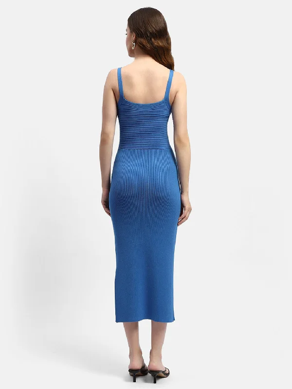 Madame Shanaya Kapoor V-Neck Cobalt Blue Bodycon Dress