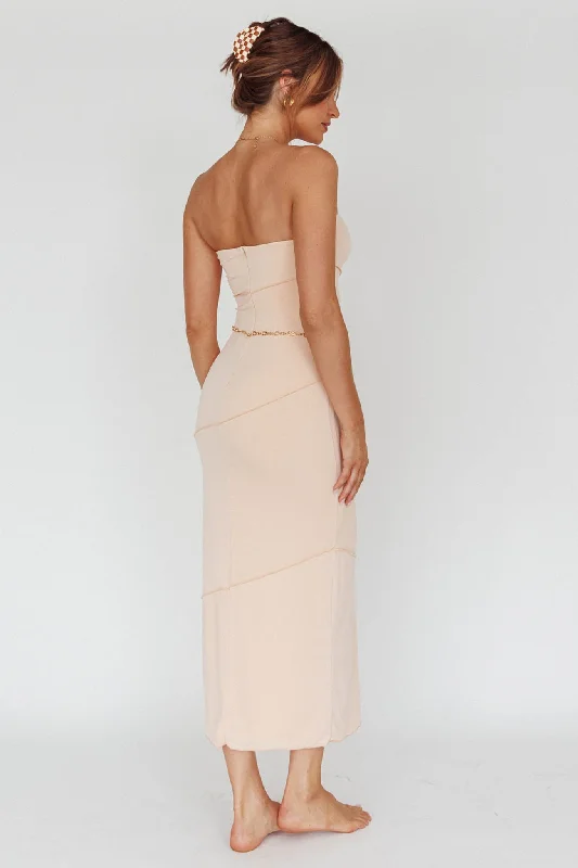 Making Headlines Strapless Midi Dress Cream