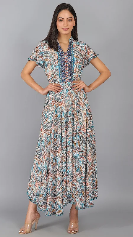 Multi printed cut out maxi dress