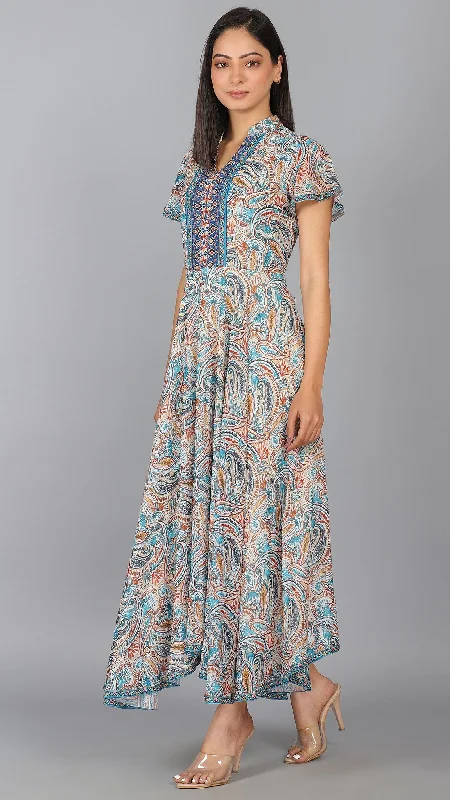 Multi printed cut out maxi dress