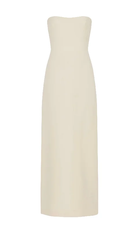 Opus Dress in Ivory Wool Silk Cady