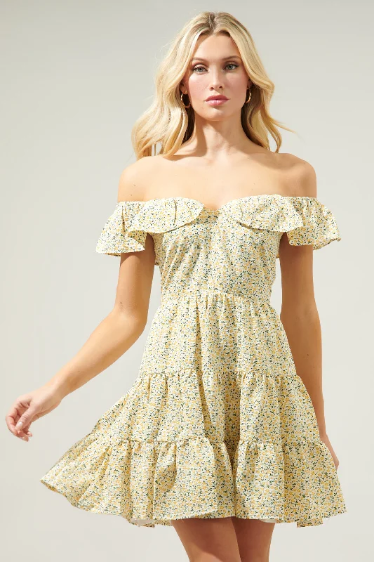 Pastina Floral Payton Sweetheart Ruffle Mini Dress