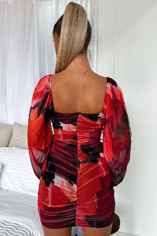 Poppy Dress - Red Marble