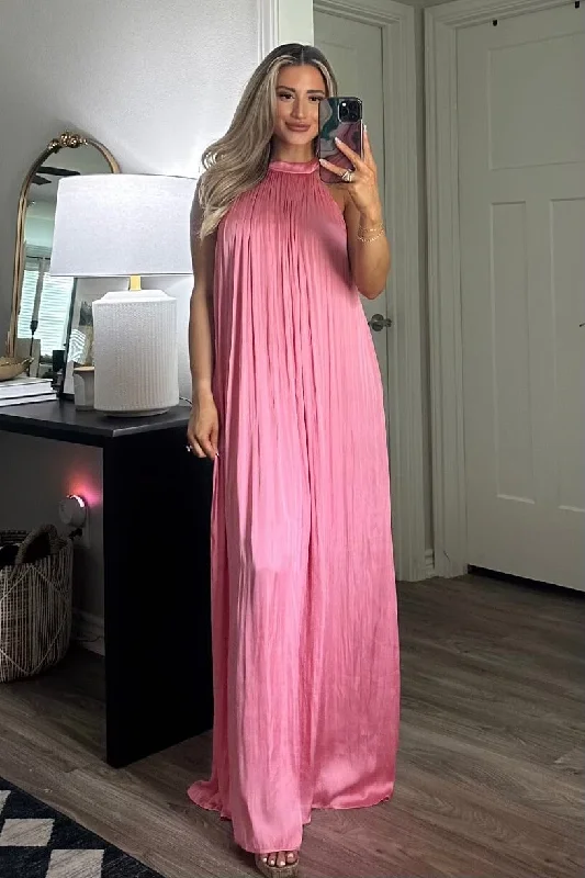 Sending Love Letters Maxi Dress: Pink