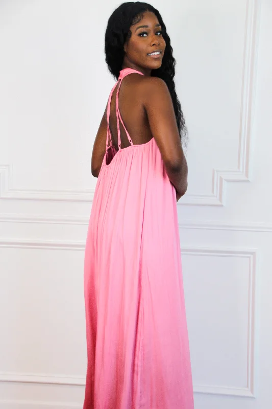 Sending Love Letters Maxi Dress: Pink