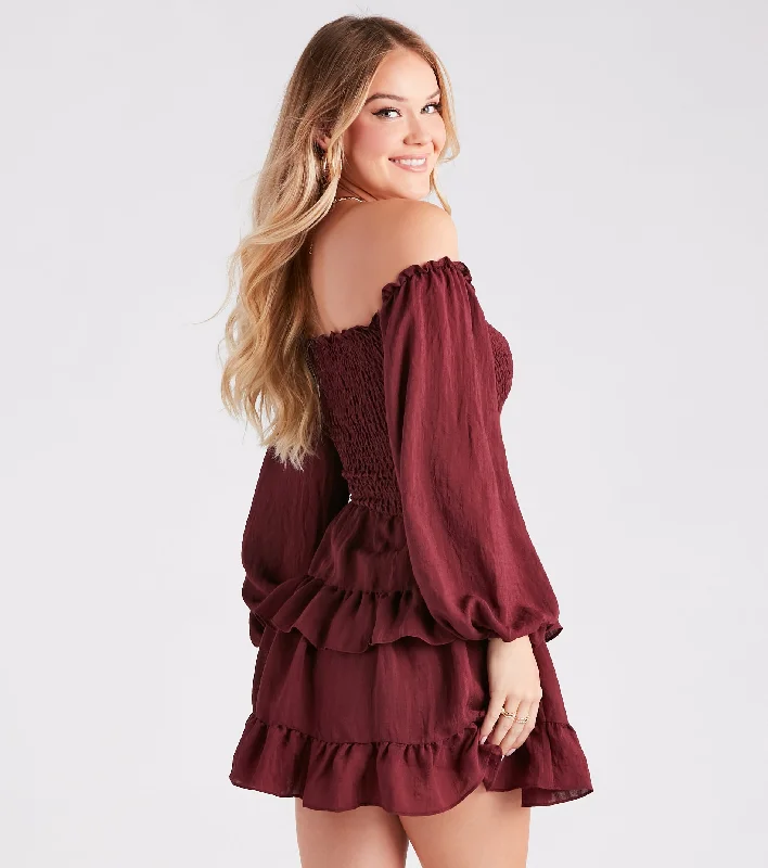 So Sweet Ruffled Cutout Skater Dress