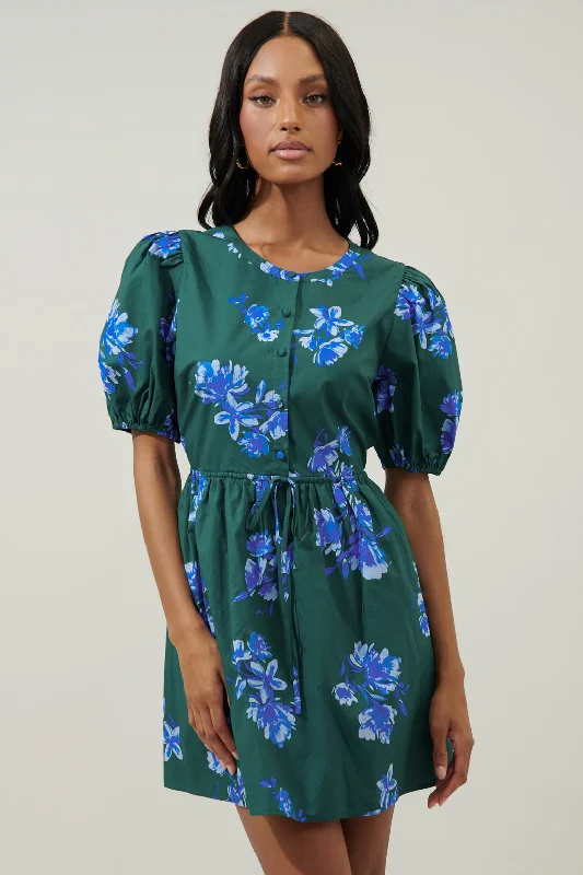 Spokane Floral Alba Puff Sleeve Mini Dress