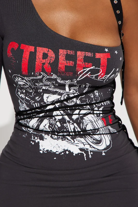 Street Rider Mini Dress - Grey