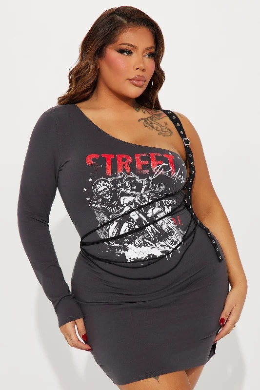 Street Rider Mini Dress - Grey