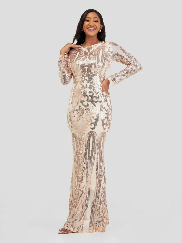 Stylish Sisters/Sequin Gown - Gold