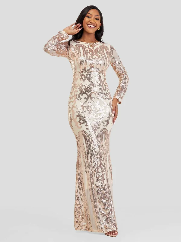 Stylish Sisters/Sequin Gown - Gold