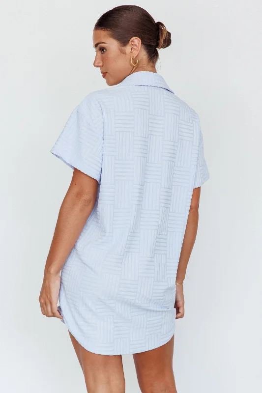 Sun Time Textured Shirt Dress Blue