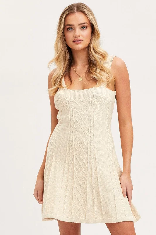 White Dress Sleeveless Mini Knit