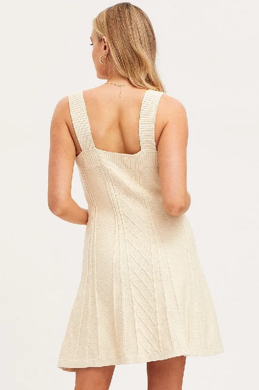 White Dress Sleeveless Mini Knit