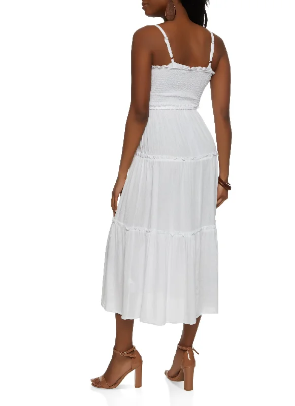 Tiered Braided Belt Cami Dress