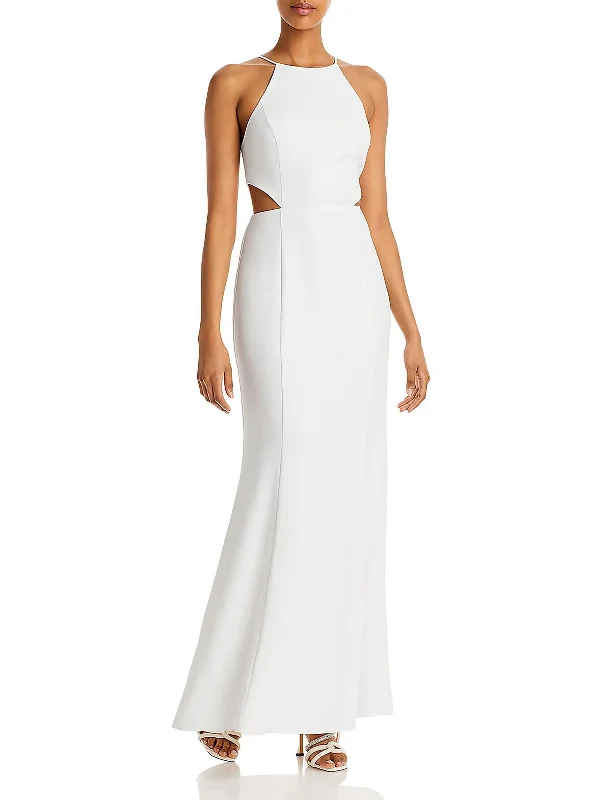 Womens Halter Cut-Out Evening Dress