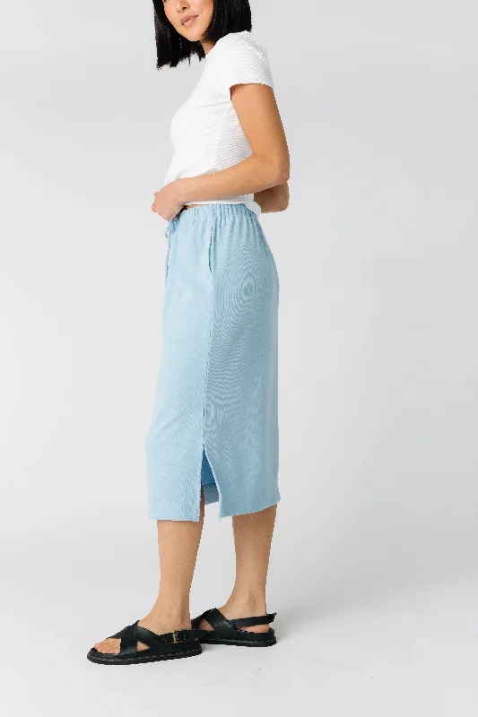 Brass & Roe Ribbed Drawstring Pocket Skirt - New Blues