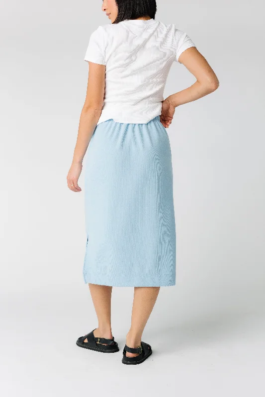 Brass & Roe Ribbed Drawstring Pocket Skirt - New Blues