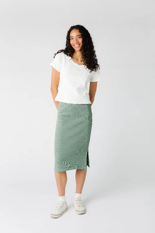 Brass & Roe The Go To Skirt - Dusty Sage