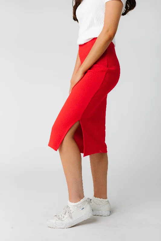 Brass & Roe The Go To Skirt- Red