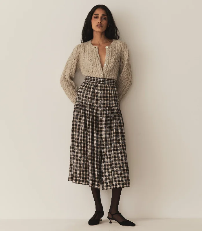 FABIENNE SKIRT -- NAVY COUNTRYSIDE PLAID