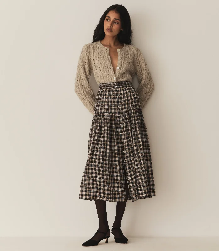 FABIENNE SKIRT -- NAVY COUNTRYSIDE PLAID