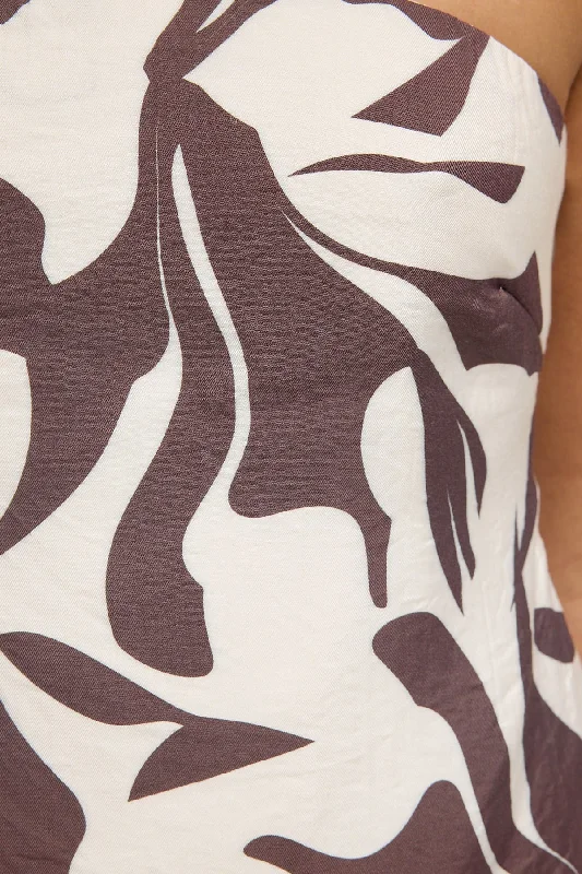 Perfect Stranger Espresso Strapless Top Brown Print