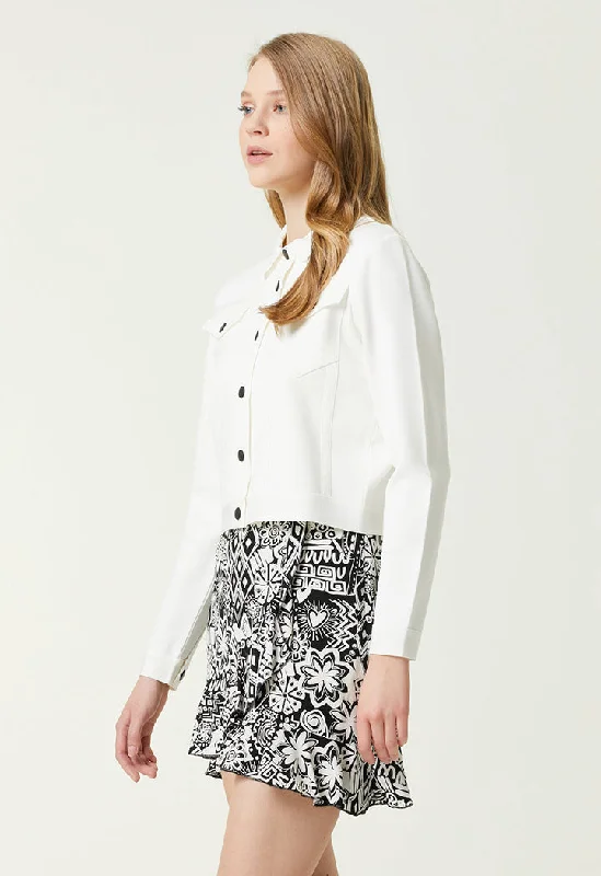 Upgrade for Less!Club Knitwear Trucker Jacket White