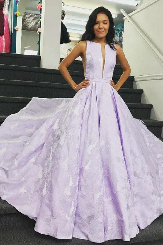 Stock Up and Save!A-Line Bateau Sleeveless Sweep Train Lilac Floral Satin Prom/Formal Dress PSK113 Stock Up and Save!A-Line Bateau Sleeveless Sweep Train Lilac Floral Satin Prom/Formal Dress PSK113