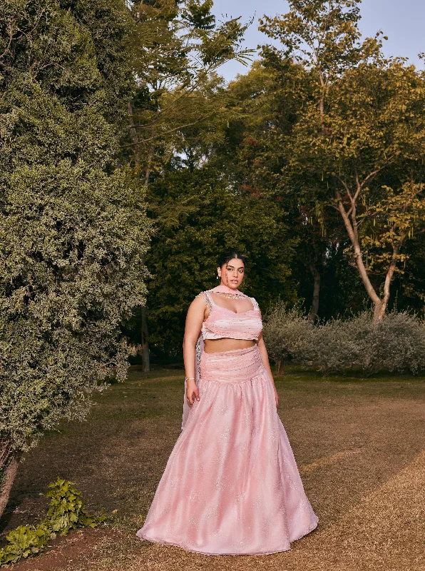Act Fast – Limited Time Savings!Aadya Pink Mesh Lehenga Set