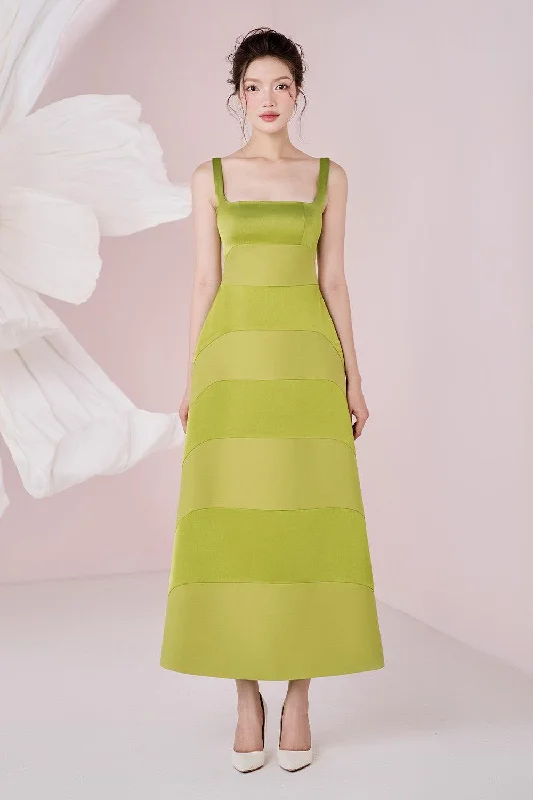 Price Drop Alert!Anubis A-line Square Neck Silk Crepe Ankle Length Dress