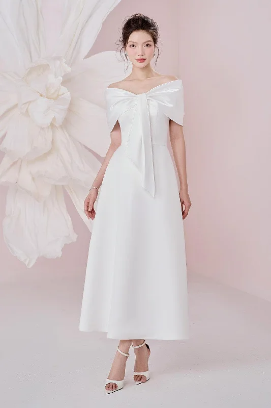 Your Favorite Sale is Back!Ariana A-line Off-Shoulder Taffeta Cotton Ankle Length Dress Your Favorite Sale is Back!Ariana A-line Off-Shoulder Taffeta Cotton Ankle Length Dress