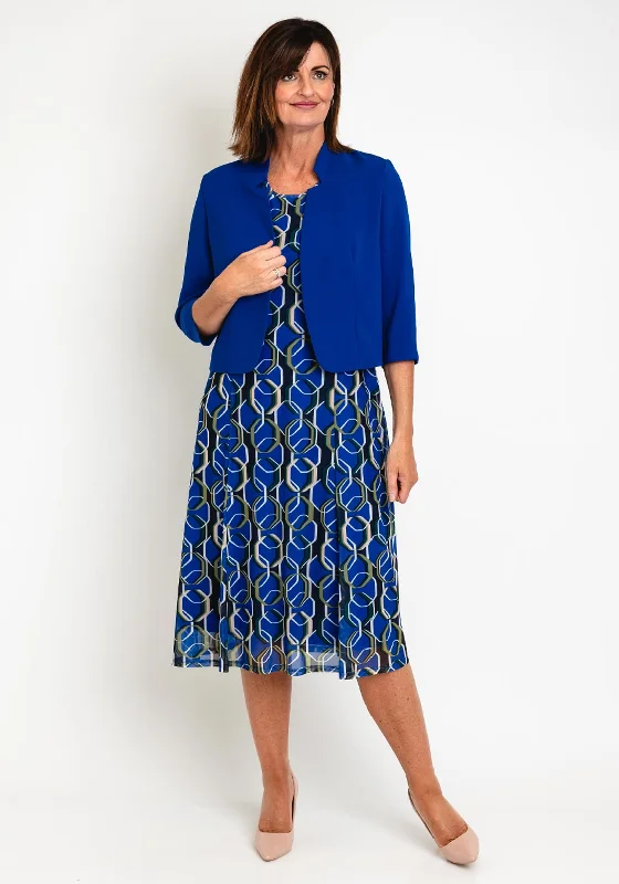 Instant Savings Await!Avalon Two Piece Bolero & Dress, Blue Geo