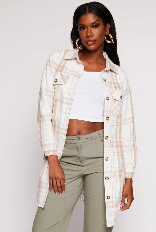 Hot Deals You Can’t Resist!Plaid Flannel Button Front Shacket