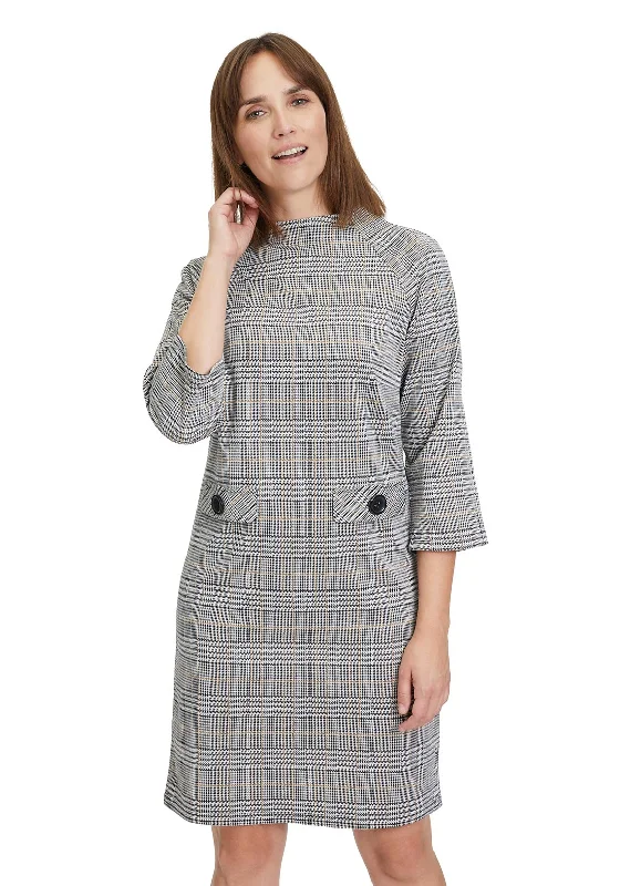 Price Drop Alert!Betty Barclay Plaid Jersey Mini Dress, Black & Beige