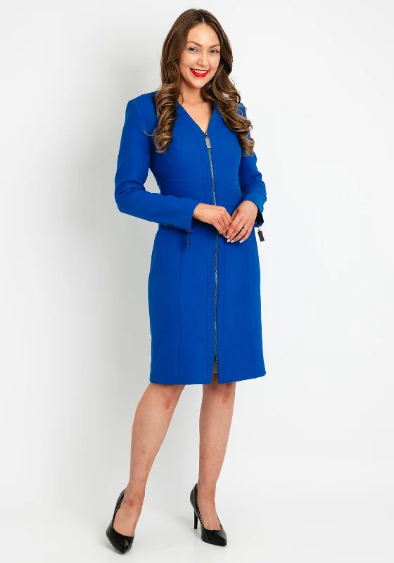 Shop Now and Save!Birelin Structured Zip Front Knee Length Dress, Blue